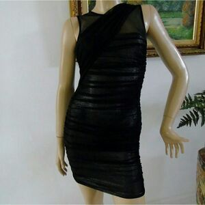 Jill Stuart Black Tulle Shimmering Bodycon Dress